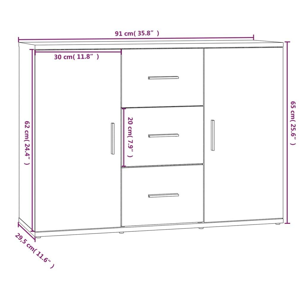 vidaXL Senkki musta 91x29,5x65 cm tekninen puu hinta ja tiedot | Olohuoneen kaapit ja lipastot | hobbyhall.fi