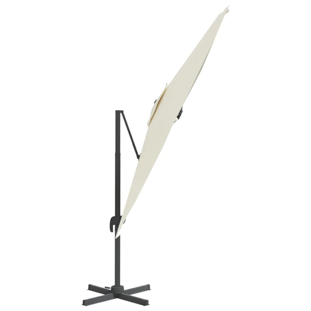 vidaXL Riippuva aurinkovarjo alumiinipylväällä hiekanvalk. 400x300 cm hinta ja tiedot | Aurinkovarjot ja markiisit | hobbyhall.fi