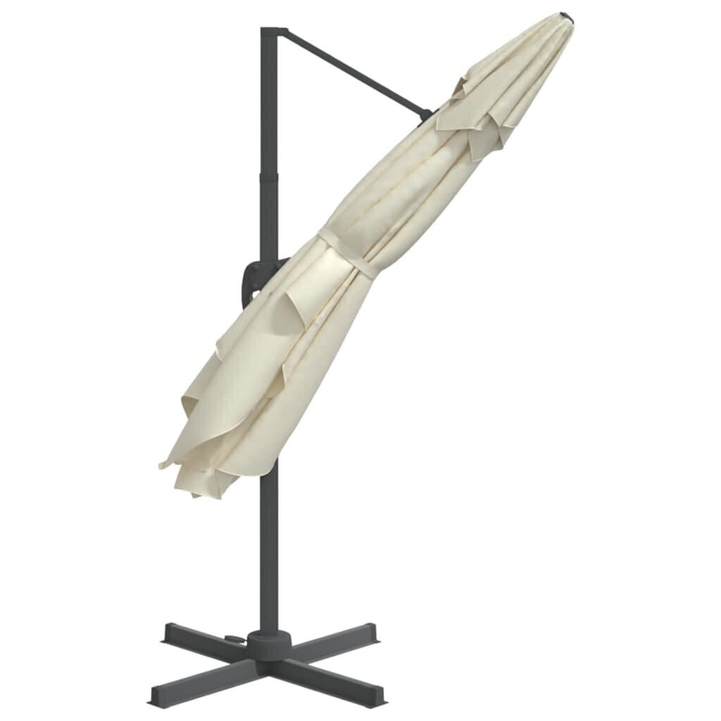 vidaXL Riippuva aurinkovarjo alumiinipylväällä hiekanvalk. 400x300 cm hinta ja tiedot | Aurinkovarjot ja markiisit | hobbyhall.fi