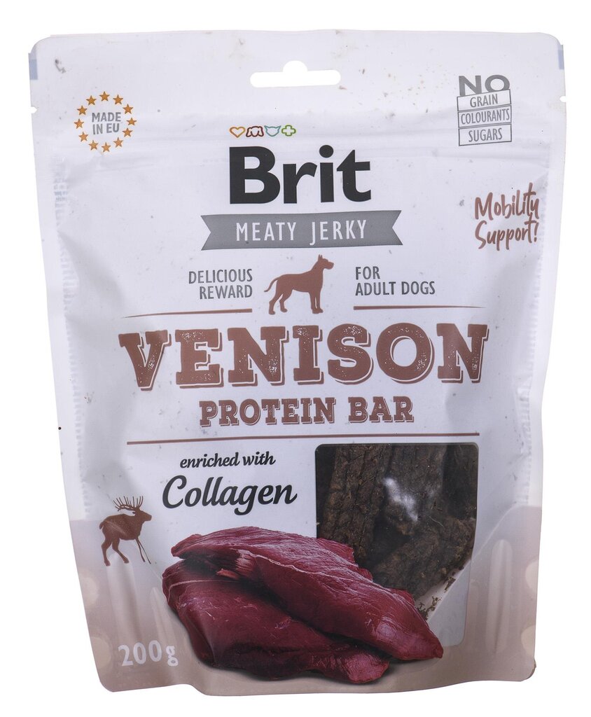 Brit Jerky Venison Protein Bar hirvenlihalla, 200 g hinta ja tiedot | Koiran herkut | hobbyhall.fi