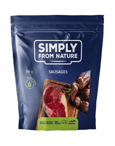 Simply From Nature villisikamakkarat, 300 g hinta ja tiedot | Koiran herkut | hobbyhall.fi