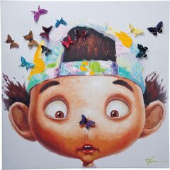 Taulu, Boy with Butterflys, 100x100cm hinta ja tiedot | Taulut | hobbyhall.fi