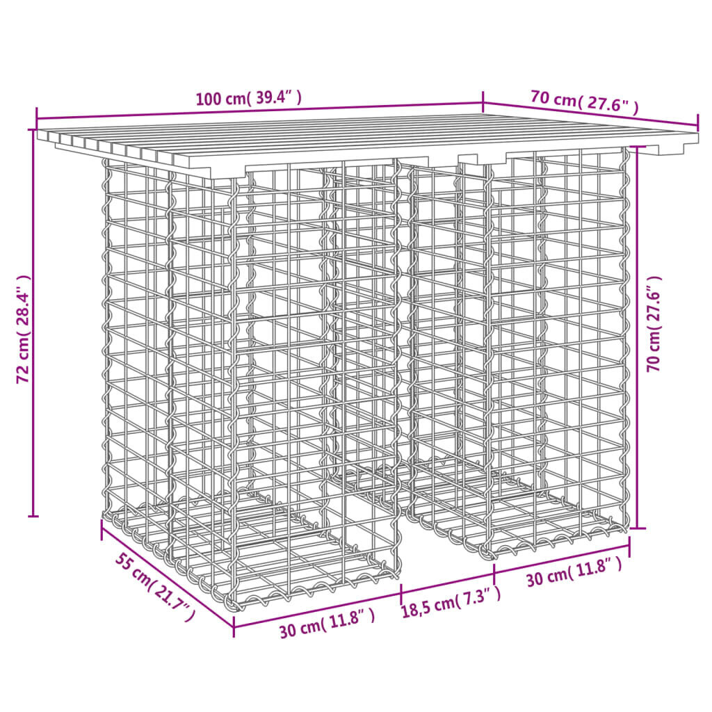 vidaXL Puutarhapenkki kivikori tyyli 100x70x72 cm kyllästetty mänty hinta ja tiedot | Puutarhapenkit | hobbyhall.fi