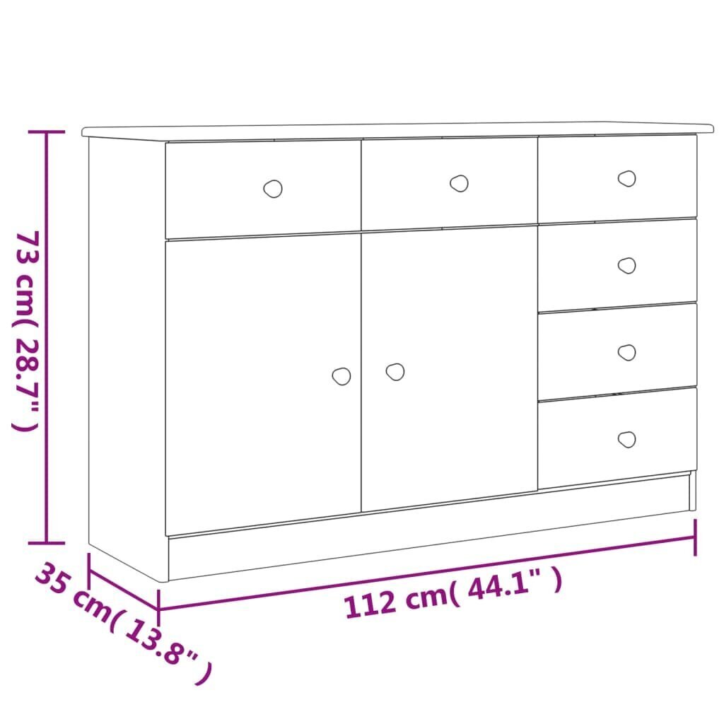 vidaXL Senkki ALTA 112x35x73 cm täysi mänty hinta ja tiedot | Olohuoneen kaapit ja lipastot | hobbyhall.fi