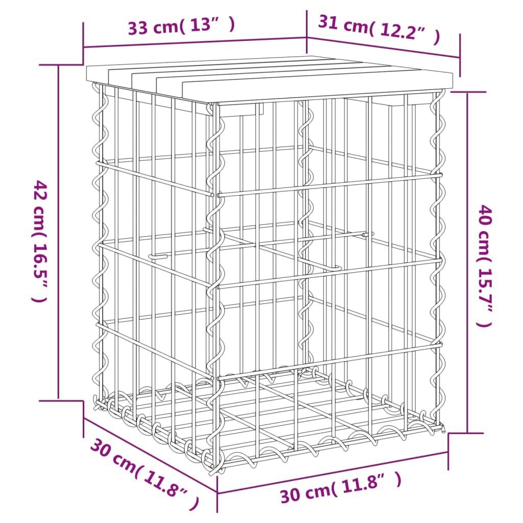 vidaXL Puutarhapenkki kivikori tyyli 33x31x42 cm täysi mänty hinta ja tiedot | Puutarhapenkit | hobbyhall.fi