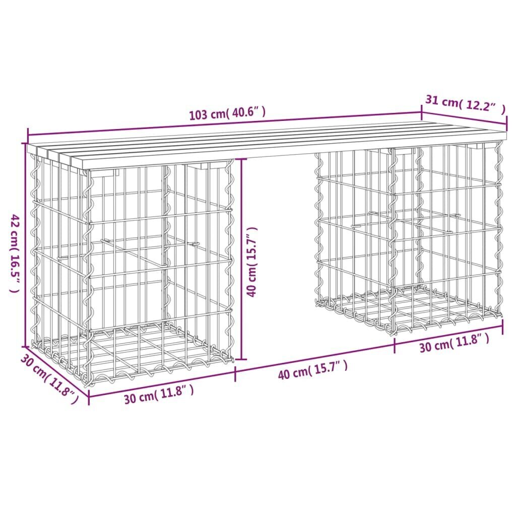 vidaXL Puutarhapenkki kivikori tyyli 103x31x42 cm täysi douglaskuusi hinta ja tiedot | Puutarhapenkit | hobbyhall.fi