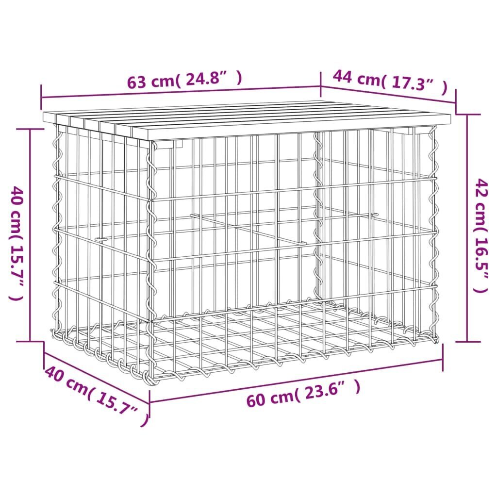 vidaXL Puutarhapenkki kivikori tyyli 63x44x42 cm täysi mänty hinta ja tiedot | Puutarhapenkit | hobbyhall.fi