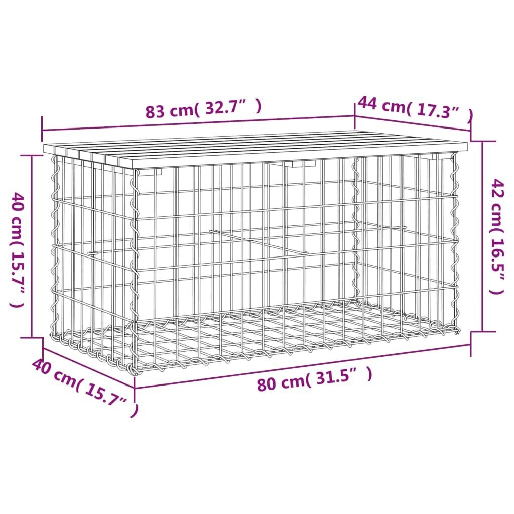 vidaXL Puutarhapenkki kivikori tyyli 83x44x42 cm kyllästetty mänty hinta ja tiedot | Puutarhapenkit | hobbyhall.fi