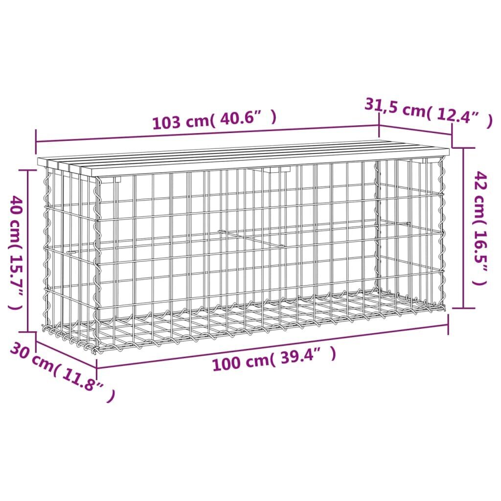 vidaXL Puutarhapenkki kivikori tyyli 103x31,5x42 cm täysi douglaskuusi hinta ja tiedot | Puutarhapenkit | hobbyhall.fi