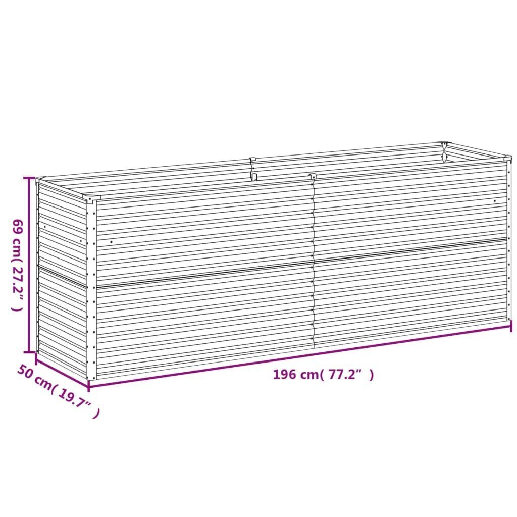 vidaXL Korotettu kukkalaatikko 196x50x69 cm Corten teräs hinta ja tiedot | Kukkalaatikot | hobbyhall.fi