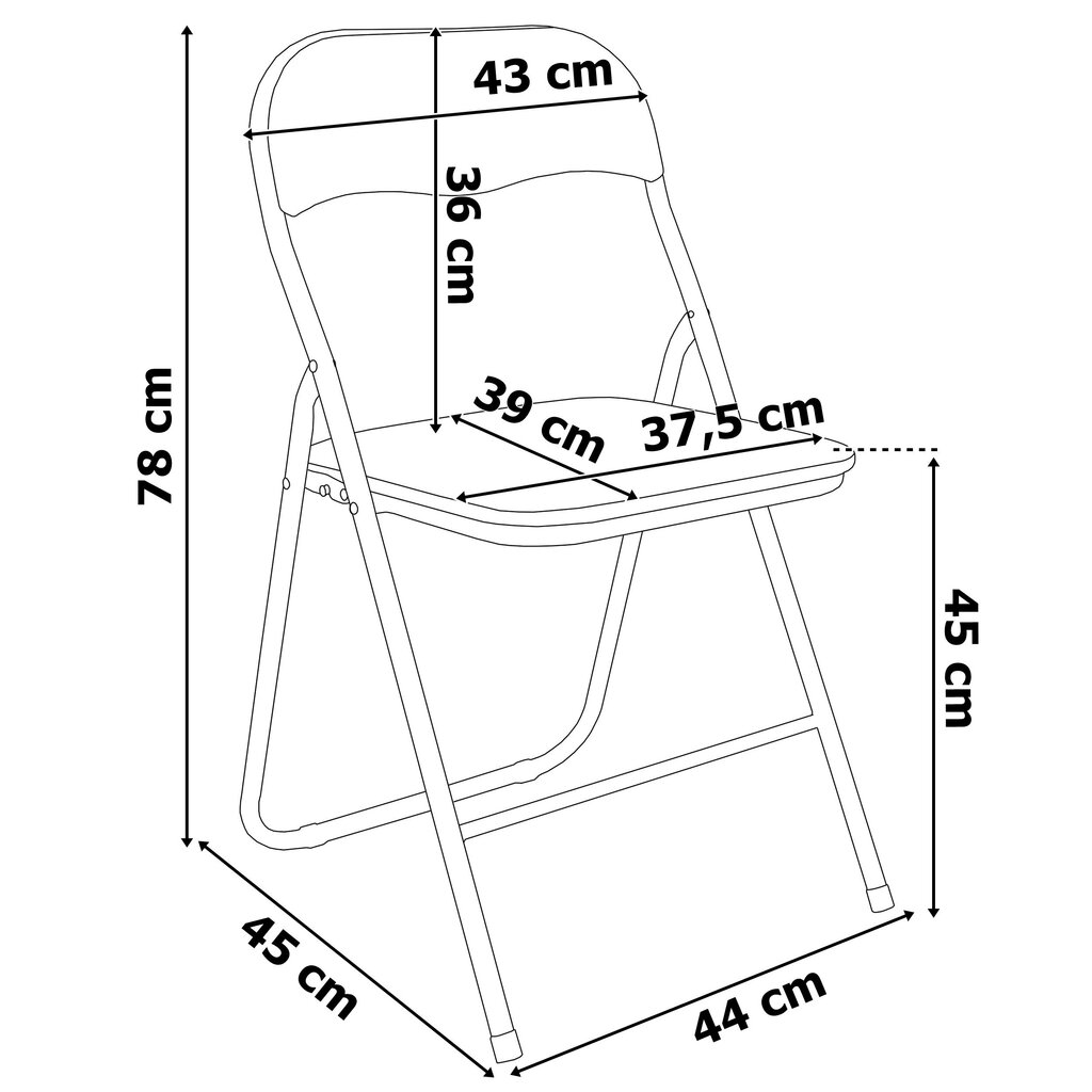 Kokoontaitettava tuoli - Basico, 1 kpl, musta hinta ja tiedot | Ruokapöydän tuolit | hobbyhall.fi