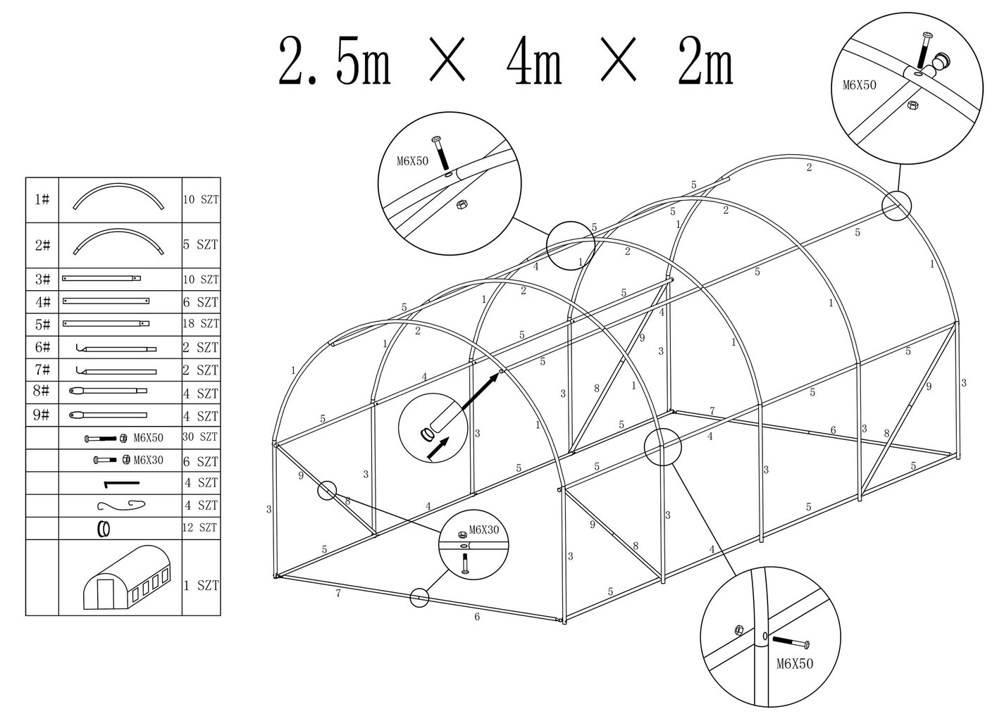 Puutarhakasvihuone - aurea, 2,5x4 m hinta ja tiedot | Kasvihuoneet | hobbyhall.fi