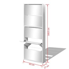 vidaXL Kenkäkaappi peileillä 5 kerrosta Valkoinen 63x17x169,5 cm hinta ja tiedot | Kenkäkaapit ja -hyllyt | hobbyhall.fi