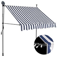 vidaXL Sisäänkelattava markiisi LED-valoilla 200 cm sininen/valkoinen hinta ja tiedot | Aurinkovarjot ja markiisit | hobbyhall.fi