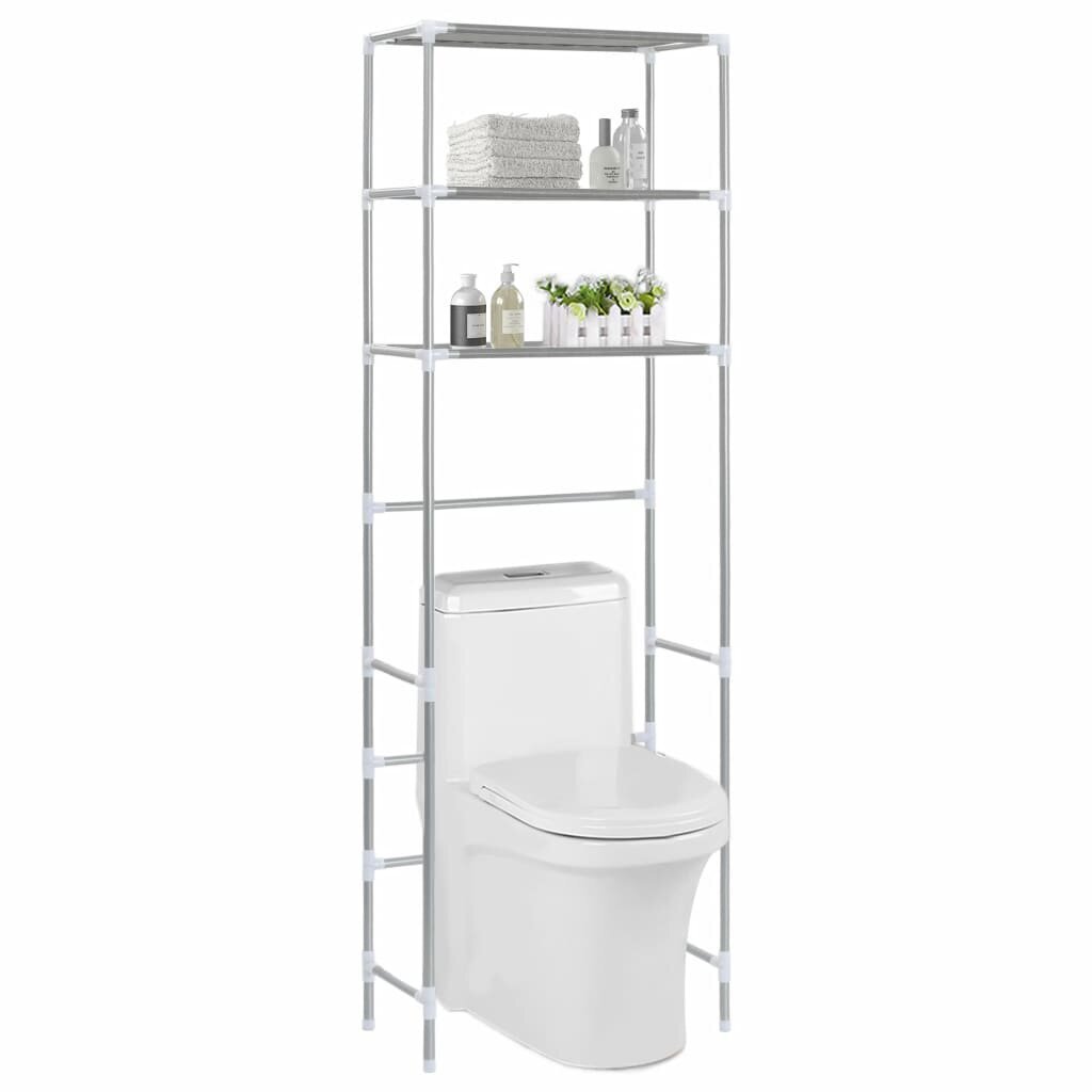 vidaXL 3-kerroksinen säilytyshylly WC-pytyn ylle hopea 53x28x169 cm hinta ja tiedot | Varastohyllyt | hobbyhall.fi