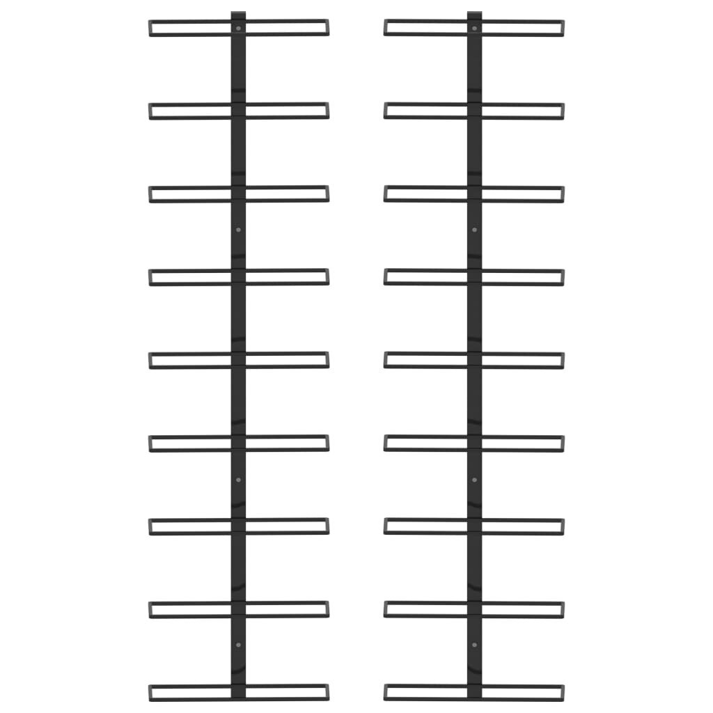 vidaXL Seinäkiinnitteinen viinipulloteline 18 pullolle 2 kpl rauta hinta ja tiedot | Hyllyt | hobbyhall.fi