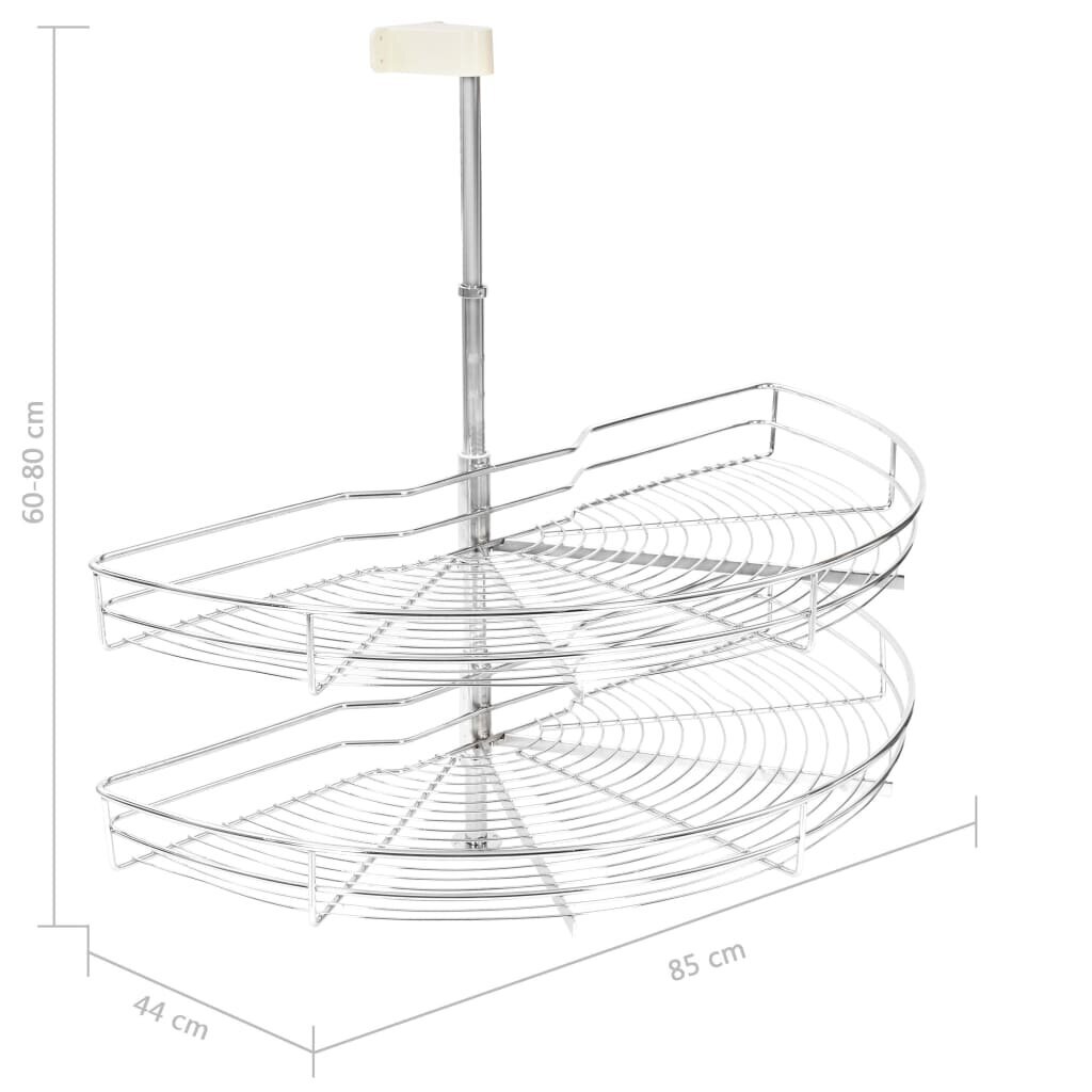 vidaXL 2-kerroksinen keittiön ritilähylly 180° hopea 85x44x80 cm hinta ja tiedot | Keittiövälineet | hobbyhall.fi