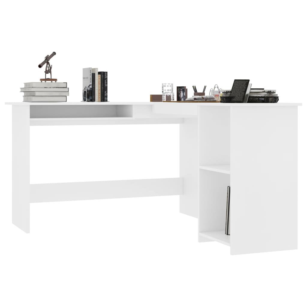 vidaXL L-muotoinen kulmapöytä valkoinen 120x140x75 cm lastulevy hinta ja tiedot | Tietokonepöydät ja työpöydät | hobbyhall.fi