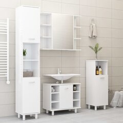 vidaXL 4-osainen kylpyhuonekalustesarja korkeakiilto valk. lastulevy hinta ja tiedot | Kylpyhuonekalusteet | hobbyhall.fi