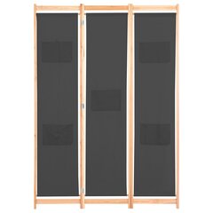 vidaXL 3-Paneelinen Tilanjakaja harmaa 120x170x4 cm kangas hinta ja tiedot | Sermit ja tilanjakajat | hobbyhall.fi