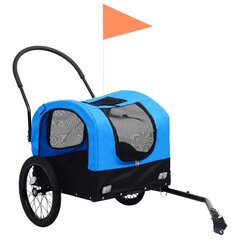 vidaXL 2-in-1 lemmikkikärry pyörään/juoksurattaat sininen ja musta hinta ja tiedot | Polkupyörän peräkärryt | hobbyhall.fi