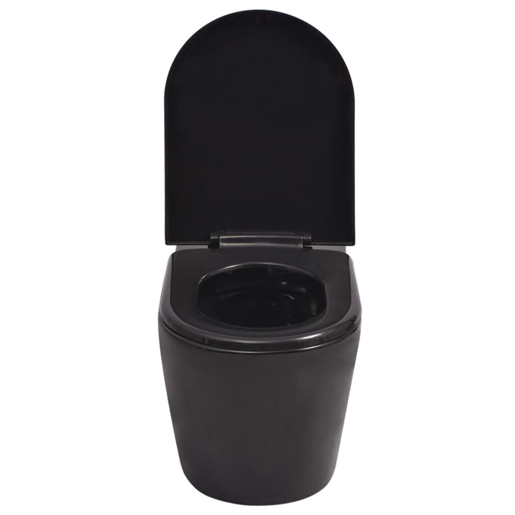 vidaXL Seinään kiinnitettävä WC piilotettu säiliö keraaminen musta hinta ja tiedot | WC-istuimet | hobbyhall.fi