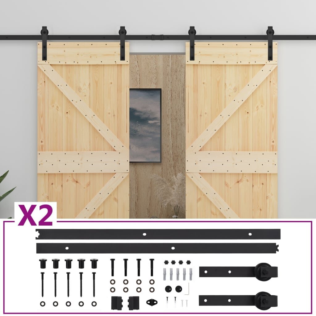 vidaXL Liukuovi asennustarvikkeineen 80x210 cm täysi mänty hinta ja tiedot | Sisäovet | hobbyhall.fi