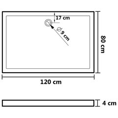 vidaXL Suihkualusta valkoinen 80x120x4 cm ABS hinta ja tiedot | Suihkualtaat | hobbyhall.fi