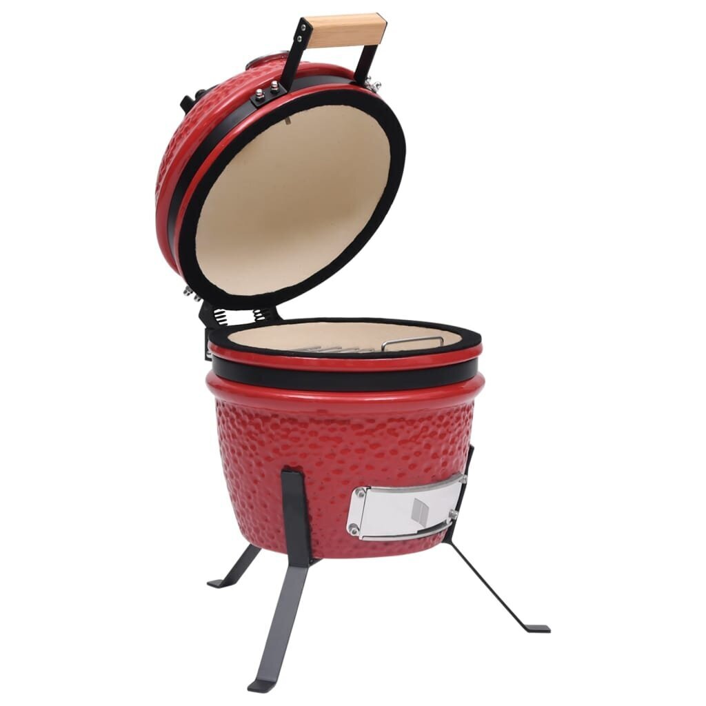 vidaXL Kamado 2-in-1 grilli/savustin keramiikka 56 cm punainen hinta ja tiedot | Grillit | hobbyhall.fi