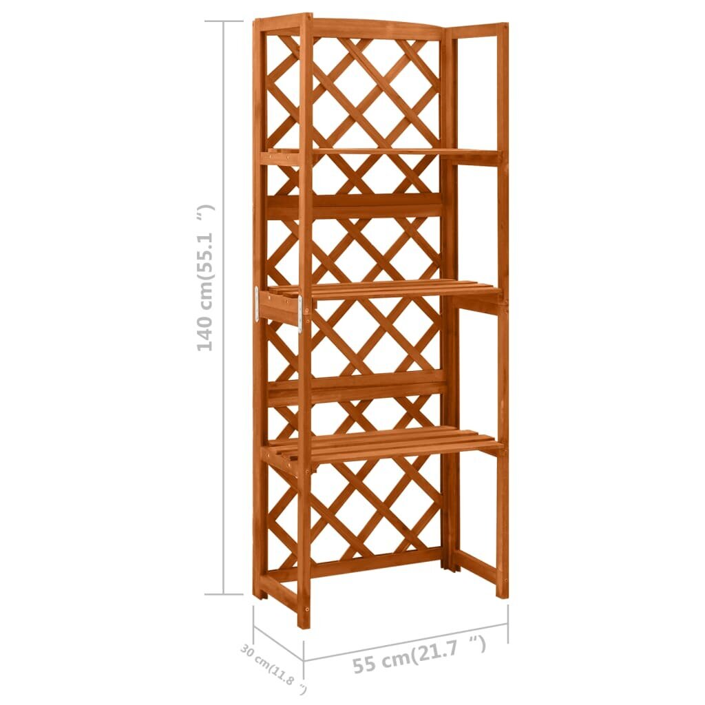 vidaXL Säleikkö hyllyillä 55x30x140 cm täysi kuusi hinta ja tiedot | Kukkatelineet ja kukkapöydät | hobbyhall.fi