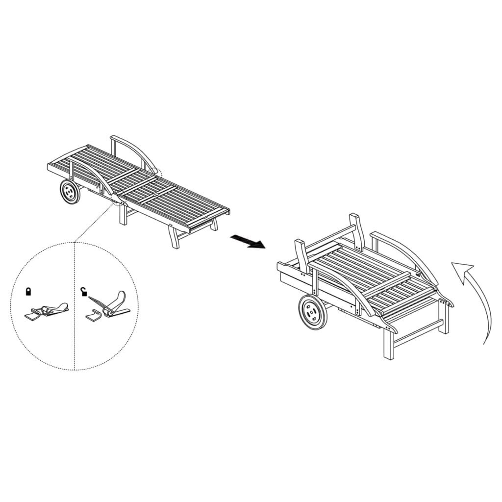 vidaXL 2-osainen Aurinkotuolisarja pöydällä täysi akasiapuu hinta ja tiedot | Aurinkotuolit | hobbyhall.fi