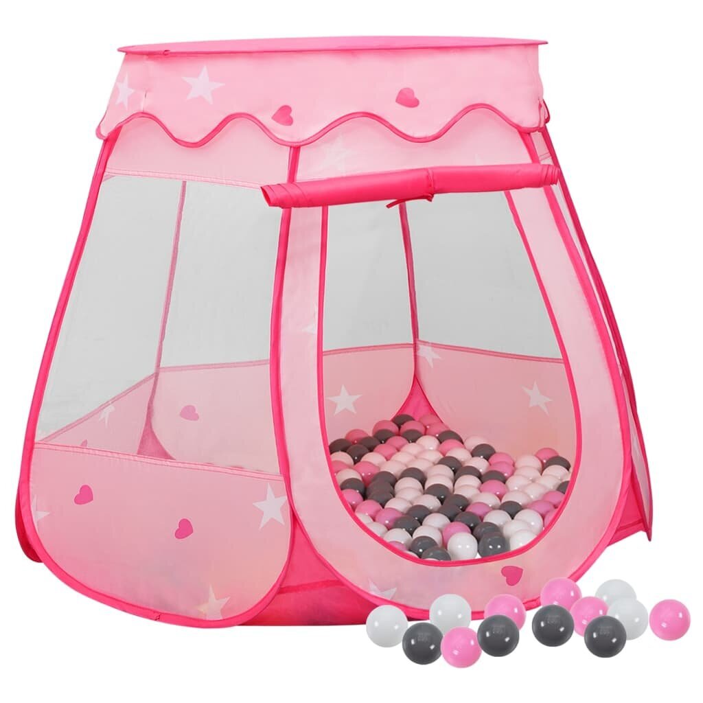 vidaXL Lasten leikkiteltta 250 pallolla pinkki 102x102x82 cm hinta ja tiedot | Lasten leikkimökit ja -teltat | hobbyhall.fi