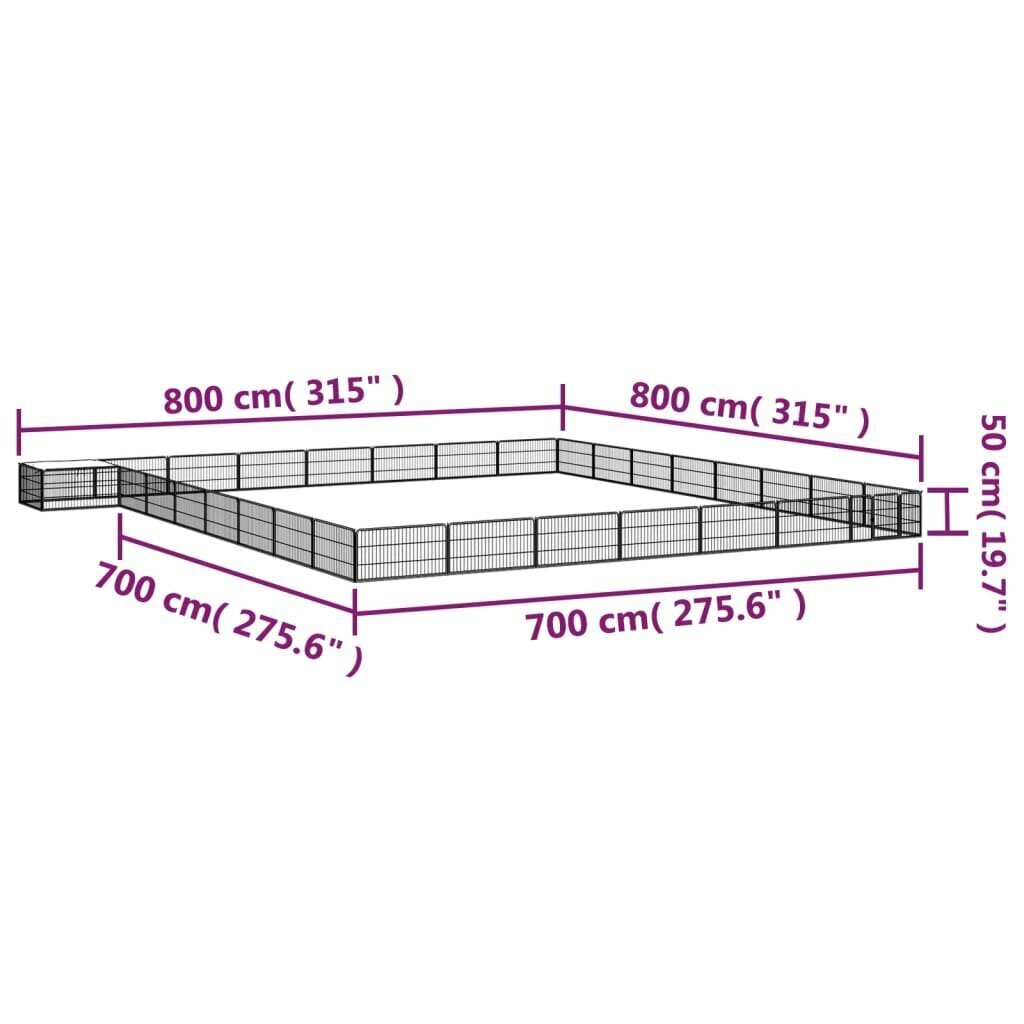 vidaXL Koiranhäkki 32 paneelia musta 100x50 cm jauhemaalattu teräs hinta ja tiedot | Pedit ja pesät | hobbyhall.fi