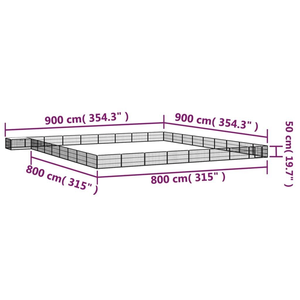 vidaXL Koiranhäkki 36 paneelia musta 100x50 cm jauhemaalattu teräs hinta ja tiedot | Kuljetushäkit ja kuljetuslaatikot | hobbyhall.fi