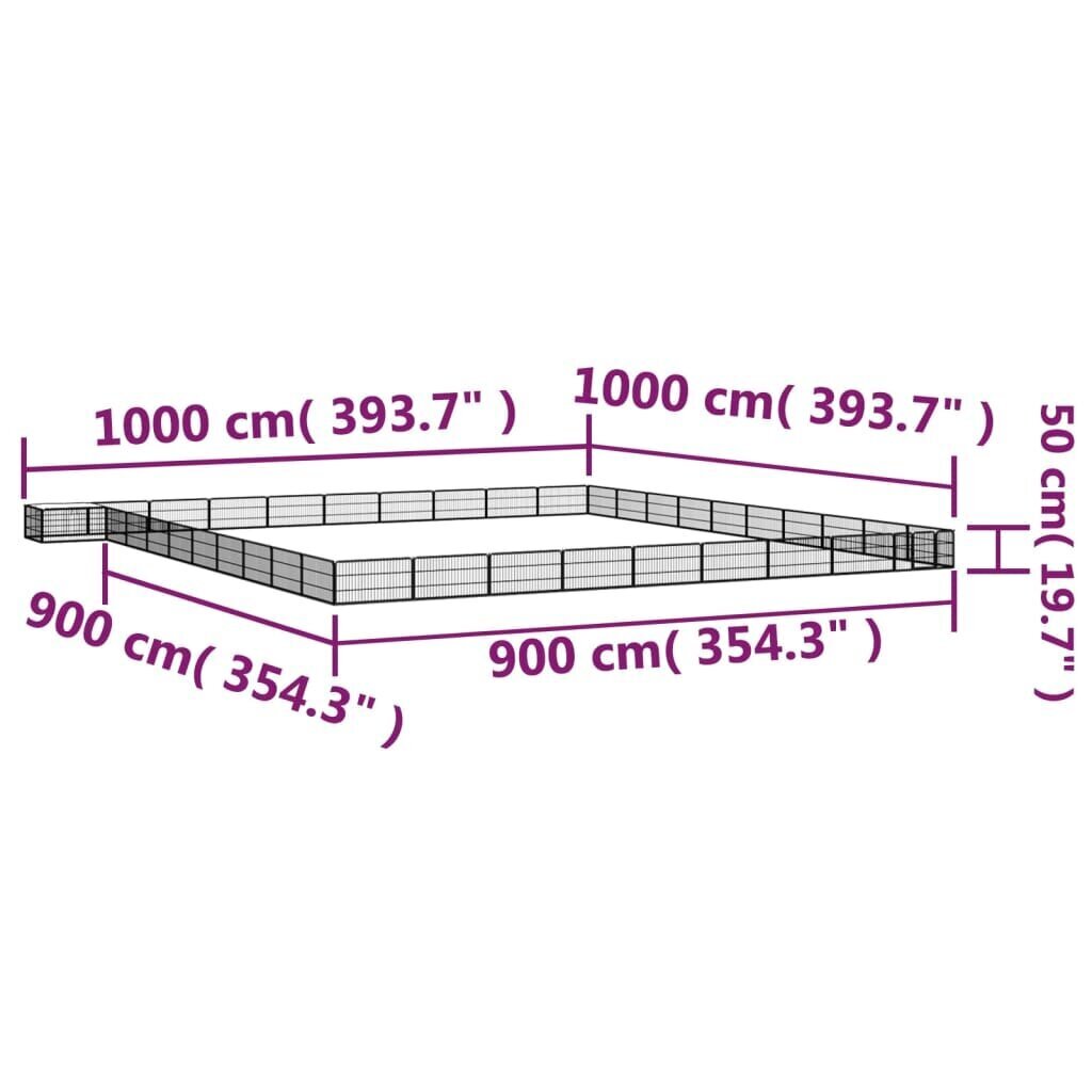 vidaXL Koiranhäkki 40 paneelia musta 100x50 cm jauhemaalattu teräs hinta ja tiedot | Pedit ja pesät | hobbyhall.fi