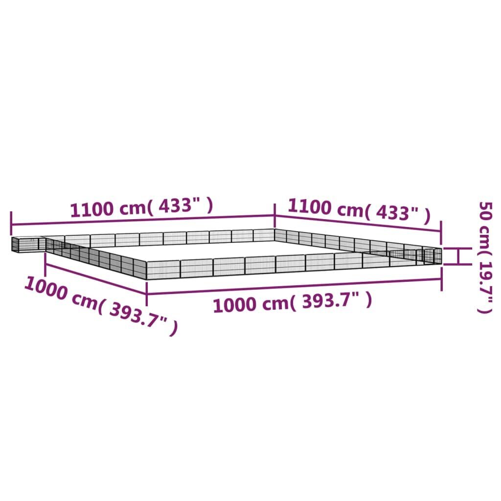 vidaXL Koiranhäkki 44 paneelia musta 100x50 cm jauhemaalattu teräs hinta ja tiedot | Pedit ja pesät | hobbyhall.fi