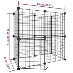 vidaXL 12-paneelinen lemmikkihäkki ovella musta 35x35 cm teräs hinta ja tiedot | Pieneläinten häkit ja tarvikkeet | hobbyhall.fi