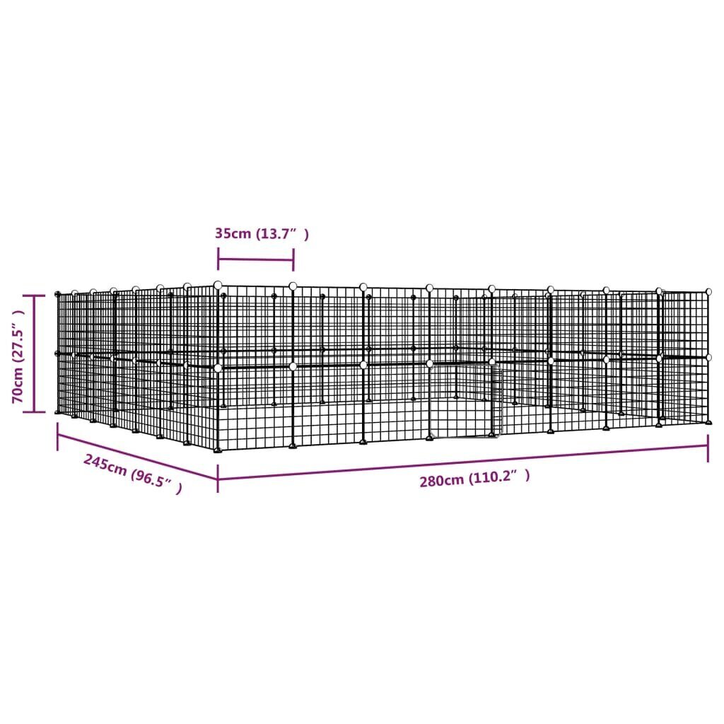 vidaXL 60-paneelinen lemmikkihäkki ovella musta 35x35 cm teräs hinta ja tiedot | Pieneläinten häkit ja tarvikkeet | hobbyhall.fi