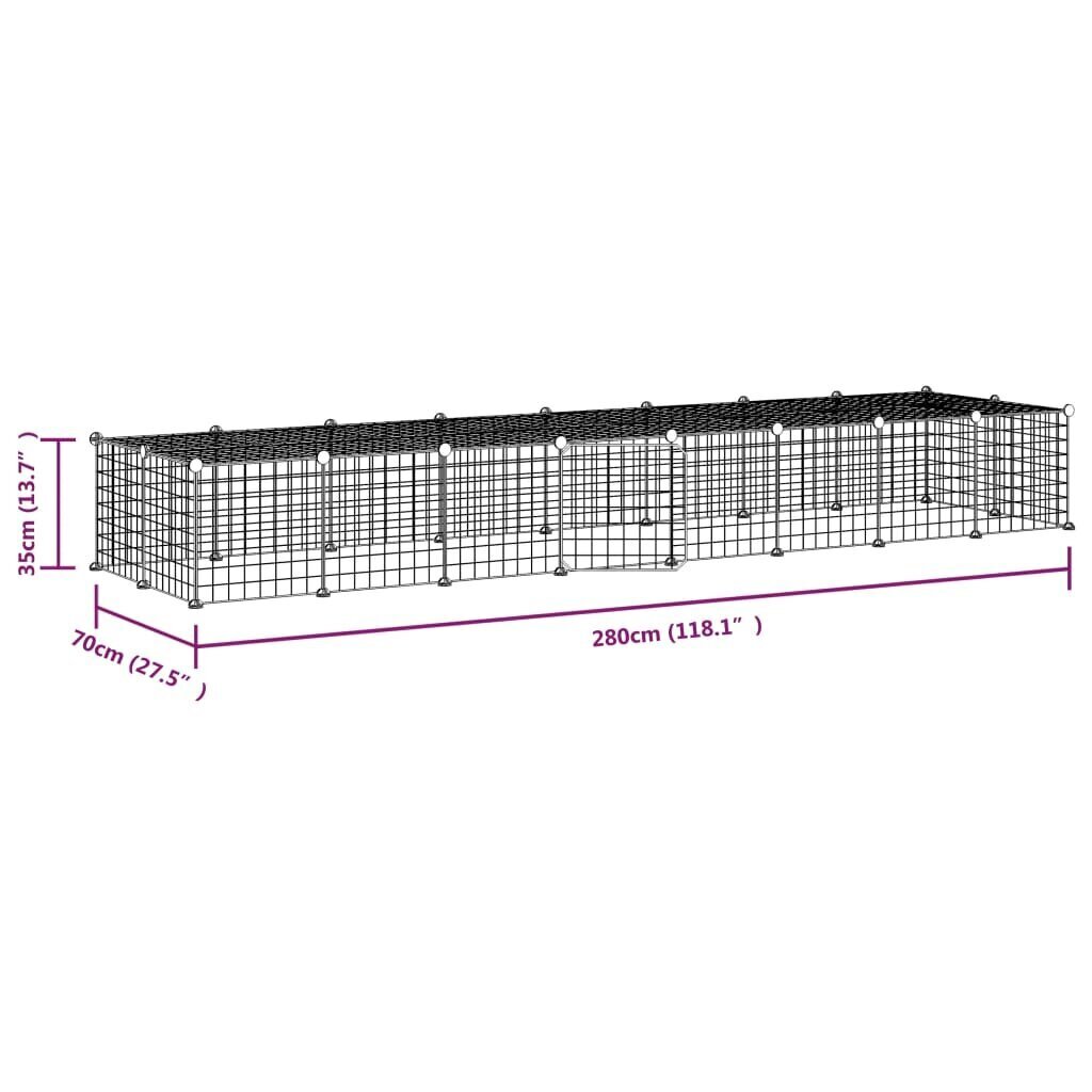 vidaXL 36-paneelinen lemmikkihäkki ovella musta 35x35 cm teräs hinta ja tiedot | Pieneläinten häkit ja tarvikkeet | hobbyhall.fi