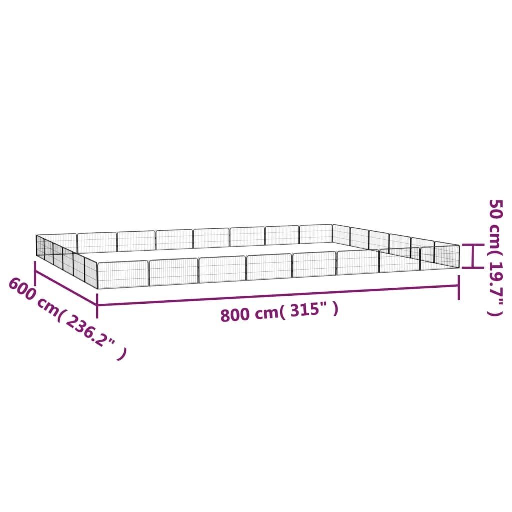 vidaXL Koiranhäkki 28 paneelia musta 100x50 cm jauhemaalattu teräs hinta ja tiedot | Pedit ja pesät | hobbyhall.fi