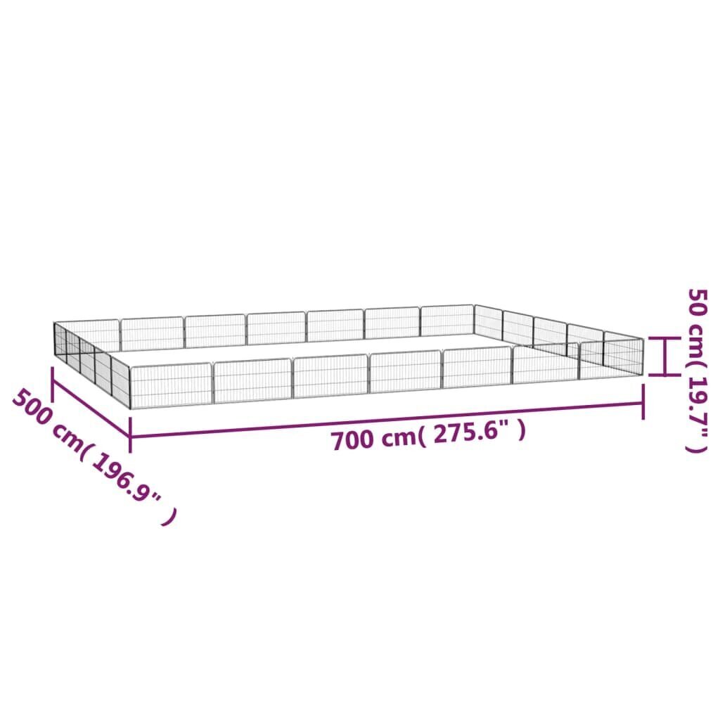 vidaXL Koiranhäkki 24 paneelia musta 100x50 cm jauhemaalattu teräs hinta ja tiedot | Pedit ja pesät | hobbyhall.fi