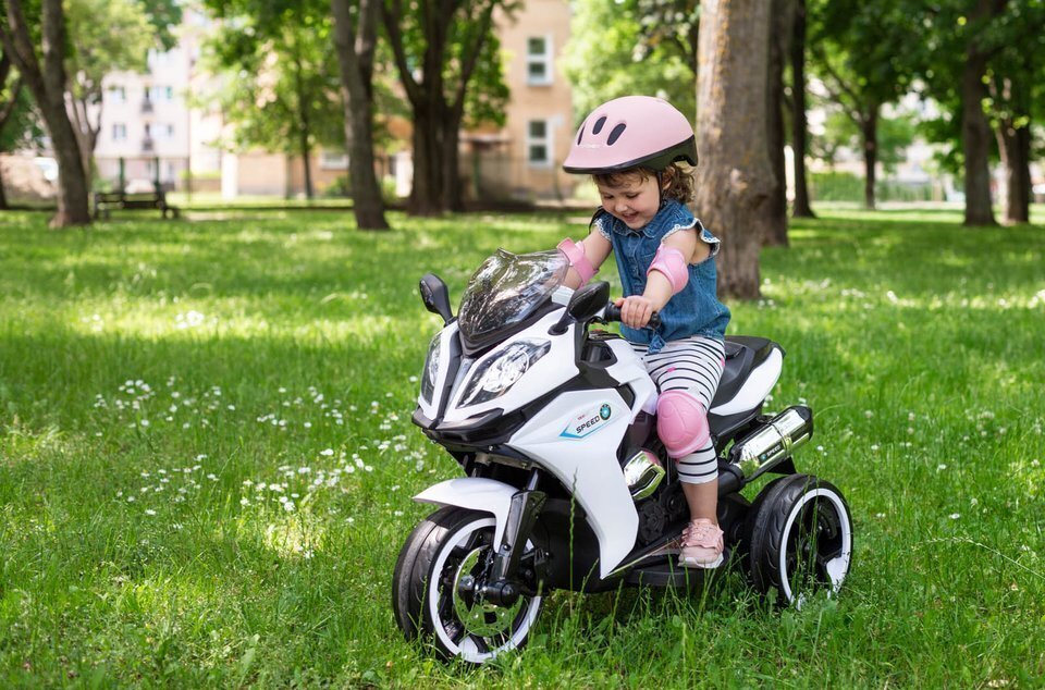 Lasten sähkömoottoripyörä, speed, valkoinen hinta ja tiedot | Lasten sähköautot | hobbyhall.fi