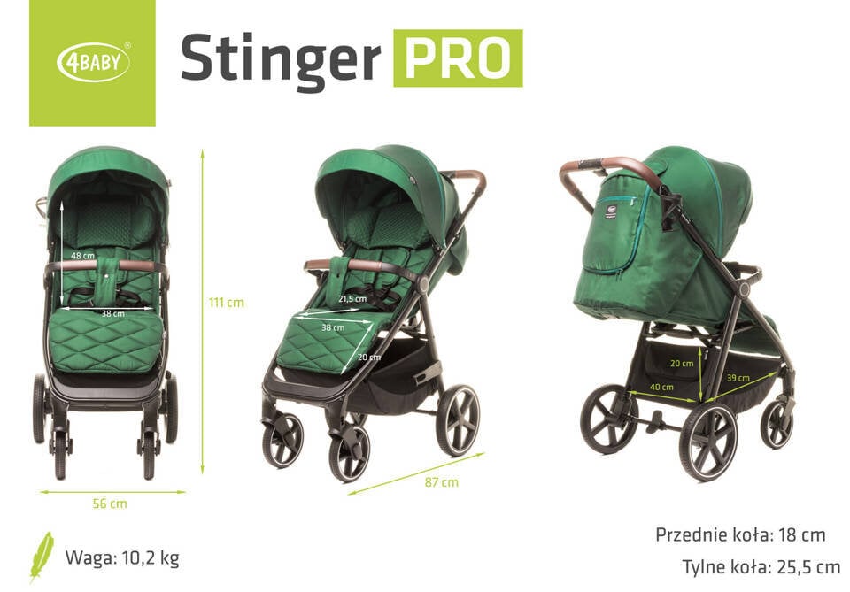 Lastenrattaat stinger pro, vihreä hinta ja tiedot | Vaunut ja rattaat | hobbyhall.fi