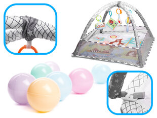 Leikkimatto, jossa on tyynyjä ja palloja, 76 cm x 76 cm, harmaa hinta ja tiedot | Vauvan lelut | hobbyhall.fi