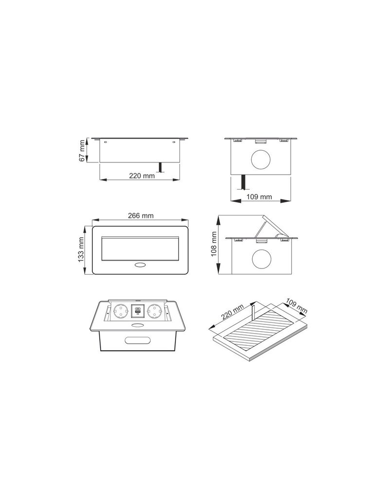 Jatkohohto Komb-CZ-2DE-USB-M1W hinta ja tiedot | Jatkojohdot ja kaapelikelat | hobbyhall.fi