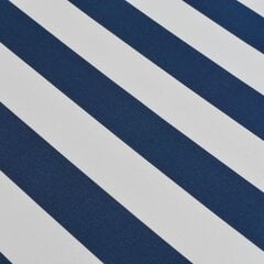 vidaXL Taitettava käsikäyttöinen markiisi 350 cm sininen/valkoinen hinta ja tiedot | Aurinkovarjot ja markiisit | hobbyhall.fi
