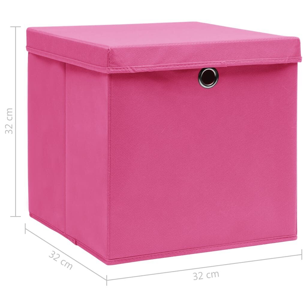 vidaXL Säilytyslaatikot kansilla 4 kpl pinkki 32x32x32 cm kangas hinta ja tiedot | Säilytyslaatikot ja -korit | hobbyhall.fi