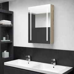 vidaXL LED kylpyhuoneen peilikaappi valkoinen ja tammi 50x13x70 cm hinta ja tiedot | Kylpyhuonekaapit | hobbyhall.fi
