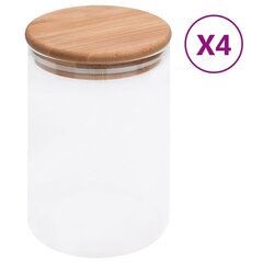 vidaXL Lasiset säilytyspurkit bambukansilla 4 kpl 800 ml hinta ja tiedot | Elintarvikkeiden säilytysastiat | hobbyhall.fi