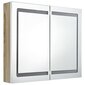 vidaXL LED kylpyhuoneen peilikaappi valkoinen ja tammi 80x12x68 cm hinta ja tiedot | Kylpyhuonekaapit | hobbyhall.fi